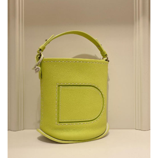 Pin Mini Bucket Taurillon Soft Surpiqué - Green Lime - Optic White (Available for All Market)