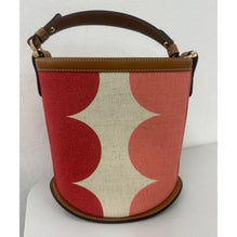 Pin Mini Bucket Natural Canvas Calf Trim - Vegetal - Carmine - Hibiscus (Available for All Market)