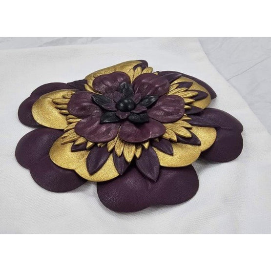 Peony Charm Supple Calf Metallic Lambski - Noir-Prune-Antique Gold (Available for All Market)